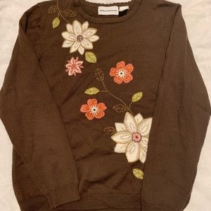 Alfred Dunner Brown/Flower Sweater